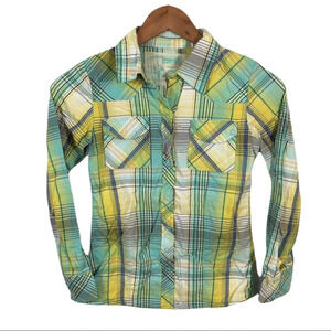 WS902 Mossimo Plaid Flannel Button Snap Shirt M